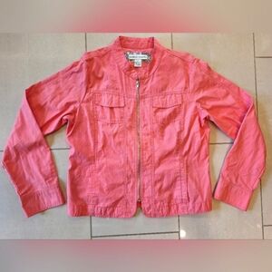 Bamboo Traders coral-pink zip front lightweight jacket with pockets - size large